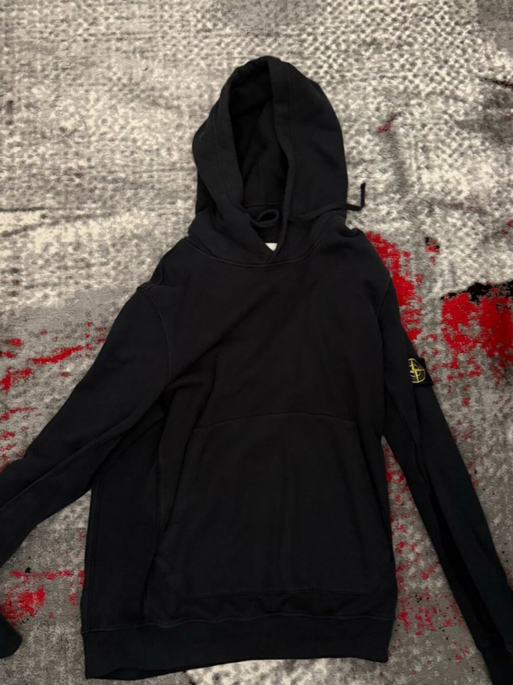 Stone Island Black Compass Patch Hoodie M